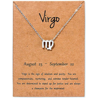 Young & Forever 18K Gold Plated Virgo Necklace 12 Zodiac Sign Constellation Letter Pendant Necklace for Women Girls, 18 Birthday Gift