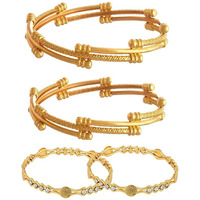YouBella Fashion Jewellery Traditional Combo of Gold Plated Bracelet Bangles Set For Girls and Women (2.6)