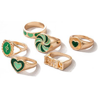 YouBella Jewellery Gold Plated Enamelled Combo of Rings for Girls and Women (Style 2)