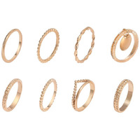 Shining Diva Fashion Latest Stylish Metal Boho Midi Finger Rings for Women and Girls - Set of 9 (12991r), Golden