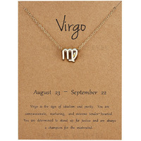 Young & Forever 18K Gold Plated Virgo Necklace 12 Zodiac Sign Constellation Letter Pendant Necklace for Women Girls, 18 Birthday Gift