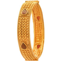JFL - Jewellery for Less Traditional Ethnic One Gram Glod Plated Red Stone Designer Openable Bangle Kada for Women,