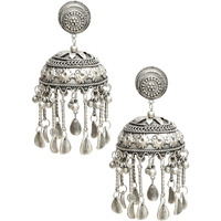 YouBella Jewellery Celebrity Inspired Oxidised Silver Big Size Jhumki Earrings for Girls and Women (Style 3)