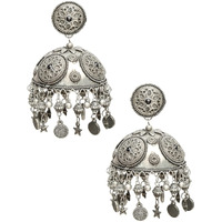 YouBella Jewellery Celebrity Inspired Oxidised Silver Big Size Jhumki Earrings for Girls and Women (Style 2)