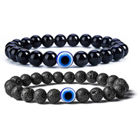 Young & Forever Gift Valentine Gift Evil Eye Bracelet For Men Beaded Bracelets Diffuser Lava & Onyx Beads Bracelet For Women Long Distance Relationships Couples Bracelets Set Of 2 Couples Gift Bestfriends