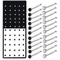 VAMA FASHIONS White & Black Stone Studded with Piercing Nosepin Set for Pierced stud Tiny ring for girls & Women (Pack of 60 Nose Pin Set 30 White & 30 Black)