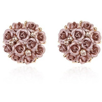 Shining Diva Fashion Jewellery Brown Floral Gold Plated Stylish Earrings For Womens & Girls (9171Er)