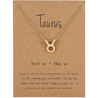 Young & Forever 18K Gold Plated Taurus Necklace 12 Zodiac Sign Constellation Letter Pendant Necklace for Women Girls, 18 Birthday Gift