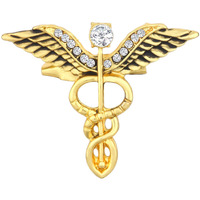 Mahi Gold Plated Medical Caduceus Doctors Unisex Brooch Lapel Pin (BP1101072G)