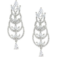 ZENEME Rhodium-Plated American Diamond studded Crescent Drop Earrings For Women & Girls