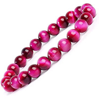 Young & Forever Gift Natural Reiki Feng-Shui Healing Crystal Beaded Gem Stone Pink Tiger Eye Bracelet for Men and Women
