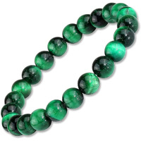 Young & Forever Gift Certified Reiki Crystal Semi Precious Gemstone Green Tiger Eye Bracelet to Strengthen Energy Healing Stone Stretch Bracelet for Men and Women