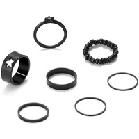 Shining Diva Fashion Latest Stylish Metal Boho Midi Finger Rings for Women and Girls - Set of 7 (14375r), Black
