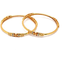 ZENEME Bangle Gold Plated Bahubali Inspired Trendy Bangle Set Of 2 Jewellery For Women & Girls (2.8) (Style_02, 2.8 Inches)