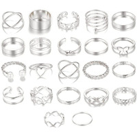 Shining Diva Fashion Jewellery Set of 22 Stylish Silver Plated Rings for Women and Girls (14738r)