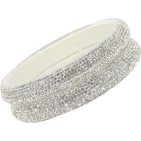 NMII Glass with Zircon Gemstone and Glitter Kada Set For Women and Girls, (NAB79-Silver-2.4 Inches), Pack Of 2 Kada Set