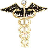Mahi Gold Plated Caduceus Doctors Brooch Lapel/Brooch Pin for Men (BP1101115G)