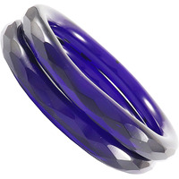NMII Glass with Diamond Cutting Pattern Glossy Finished Stylish Kada Set for Women and Girls | Fancy Kada Bangles Set | Womens Glass Kada, (Dark Blue_2.8 Inches), Pack Of 2 Kada set