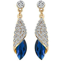 YouBella Jewellery Crystal Drop Earrings for Girls and Women (Golden Blue)