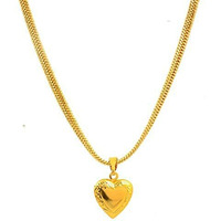 Handicraft Kottage Heart Shape Love Pendant with chain Valentine Day Special Jewellery for Women & Girls (Gold2)