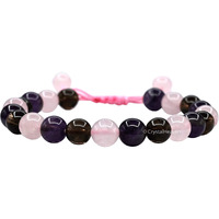 Crystal Heaven Sleep Crystal Bracelet for Men Women - Rose Quartz, Smoky Quartz, Amethyst Bracelet Set - Real Healing Stone Adjustable Bracelet (Sleep)