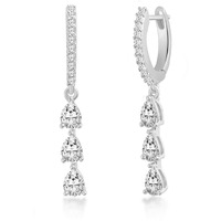 MINUTIAE White Pear Shaped Diamond Earring | Silver Plated Crystal International Fashion Jewelry | Elegant Durable Simple Ear Tops Unique Design | For Womens