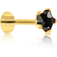 GEHLOT ; OneStep Towards Online Star Shape Black Diamond 14K Pure Yellow Gold Nose Pins Studs Diamond Nose Pins For Women And Girl - Black