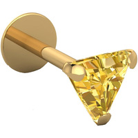 Akshetri  Triangle Shape Diamond 14K Pure Yellow Gold Nose Pins Studs Jewellery For Women And Girl (blue trigular)