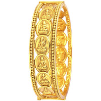 JFL - Jewellery for Less Traditional Antique Gold Plated Oval Laxmi Devi Coin Temple Openable Kada Women and Girls