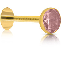 GEHLOT ; OneStep Towards Online Round Cup Shape Yellow Diamond 14K Pure Yellow Gold Nose Pins Studs Jewellery For Women And Girl (Pink)
