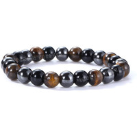 Young & Forever Gift Reiki Infused Handmade Chakra Bracelets Semi Precious Gemstone Golden Brown Tiger Eye Onyx Hematite Weight Loss Healing Crystal Bracelet for Men