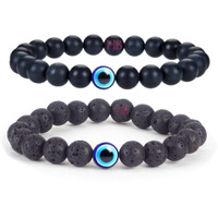 Hot And Bold Multilayered Couple Evil Eye Beads Combo Bracelet Set. Embrace Harmony, Protection, and Positive Energy Together for Him & Her. (Crystal Harmony Bracelet (Onyx & Lava Stone))