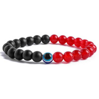 Young & Forever Gift Red Onyx and Matt Onyx Evil Eye Bracelet For Men