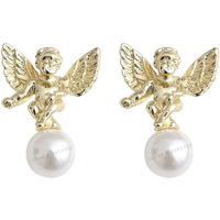 Young & Forever Gift Cherub Angel Cupid Baby Angels Feathered Winged Stud Earrings Cupid Angel Pearl Earrings Golden Art Angel Earrings Gold Mini Dangle Earrings Baroque Earrings Kawaii Earrings