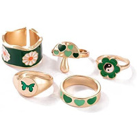 YouBella Jewellery Gold Plated Enamelled Combo of Rings for Girls and Women (Style 4)