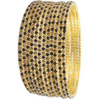 ZULKA Non-Precious Metal Base Metal with Zircon Gemstone Studded worked Glossy Finished Bangle Set For Women and Girls, (Green-Golden_2.8 Inches), Pack Of 12 Bangle Set