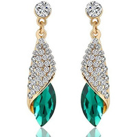 YouBella Jewellery Crystal Drop Earrings for Girls and Women (Golden Green)
