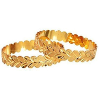 Handicraft Kottage Womens Gold Plated Traditional Designer Plain Bangles Kada For Women (HK-2020-Goldbangle-2) (2-4)