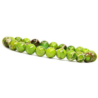 Young & Forever Gift Certified Reiki Crystal Semi Precious Gemstone Apple Green Sediment Jasper for Stability and Balance Healing Stone Stretch Bracelet for Men Women