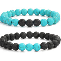 Young & Forever Gift Dvine Ying Yang Lava Turquoise Reiki Distance Bracelet for Men and Women