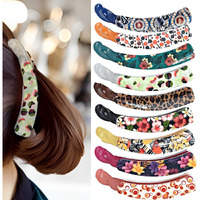 BIRDWARE Big-Size Multi Color Imported Rubber Acrylic Material Stone Banana Hair Clips For Women (Multi Colour) | Hair Clutchers (Banana-Printed-Multicolor-Pc of 9)