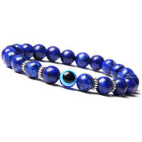 Young & Forever Gift Reiki Infused Handmade Chakra Bracelets for Women Evil Eye Bracelet Semi Precious Gemstone Lapis Lazuli Healing Crystal Bracelet for Men