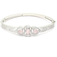 ZENEME Bracelet Rhodium-Plated Silver Toned Pink American Diamond Studded Kada Premium Contemporary Bracelet For Women and Girls