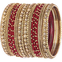 NMII Bangle Set for Women (Maroon) (G413_Maroon-2.8)