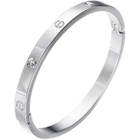 Jewels Galaxy Jewellery For Women Astonishing Silver Plated Love AD Bracelet (CT-BNG-49140)