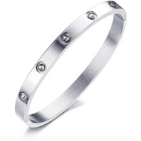 Jewels Galaxy Jewellery For Women Contemporary Silver Plated Love AD Bracelet (MYN-BNG-17178)