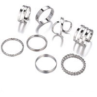 Shining Diva Fashion Latest Stylish Metal Boho Midi Finger Rings for Women and Girls - Set of 8 (12964r), Silver