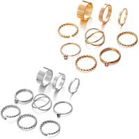 Shining Diva Fashion Base Metal Gold Silver Combo Latest Boho Midi Finger Ring for Girls |(cmb292_10093_10094) Set of 18