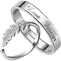 Mahi Valentine Gift Proposal Love for ever and Leafy Couple Ring Set with Crystals for Men & Women (FRCO1103081R)