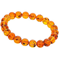 Young & Forever Gift Reiki Crystal Synthetic Semi Precious Gemstone Amber for Cherished Moments decisiveness and Clarity Healing Stone Stretch Bracelet for Men Women